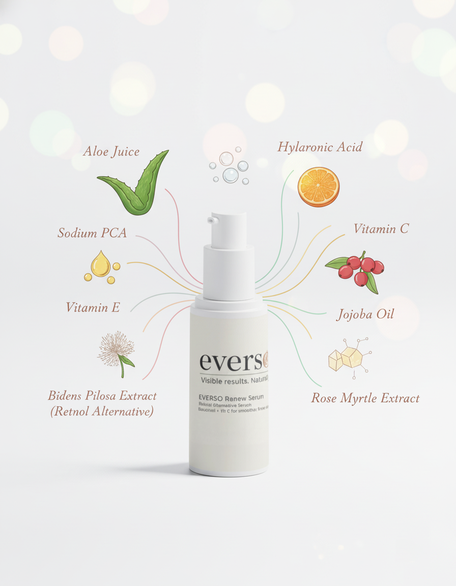 Retinol Alternative Face Moisturiser– Smooth, Radiant-Looking Skin Without Irritation | With Bidens Pilosa, Aloe Juice, Jojoba Oil, &amp; Rose Myrtle Extract